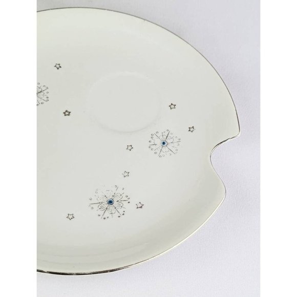MCM 1950s Silver Trim Snack Dessert Plate Retro Summit Fine China Stardust Japan - Picture 2 of 6